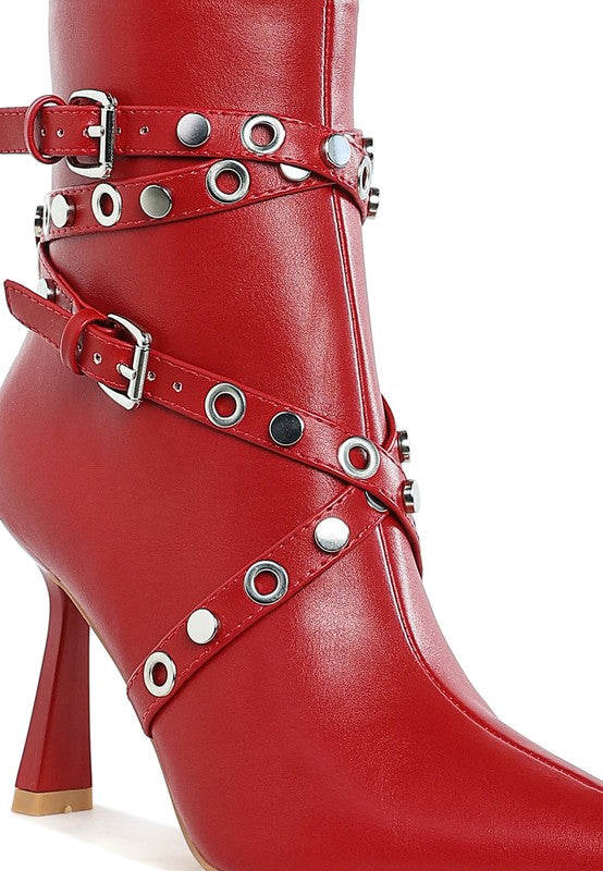 JAUNTS Eyelet & Stud Harness Ankle Boots