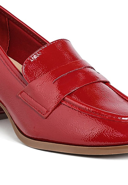 UMDONI Penny Strap Block Heel Loafers