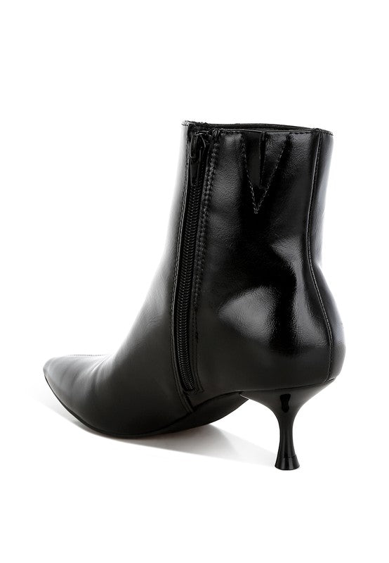 THYMUS Faux Leather Kitten Heel Boots