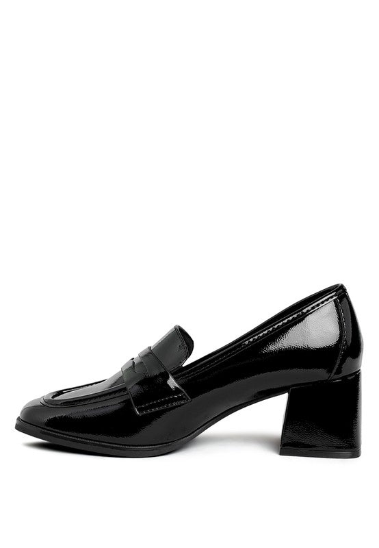 UMDONI Penny Strap Block Heel Loafers