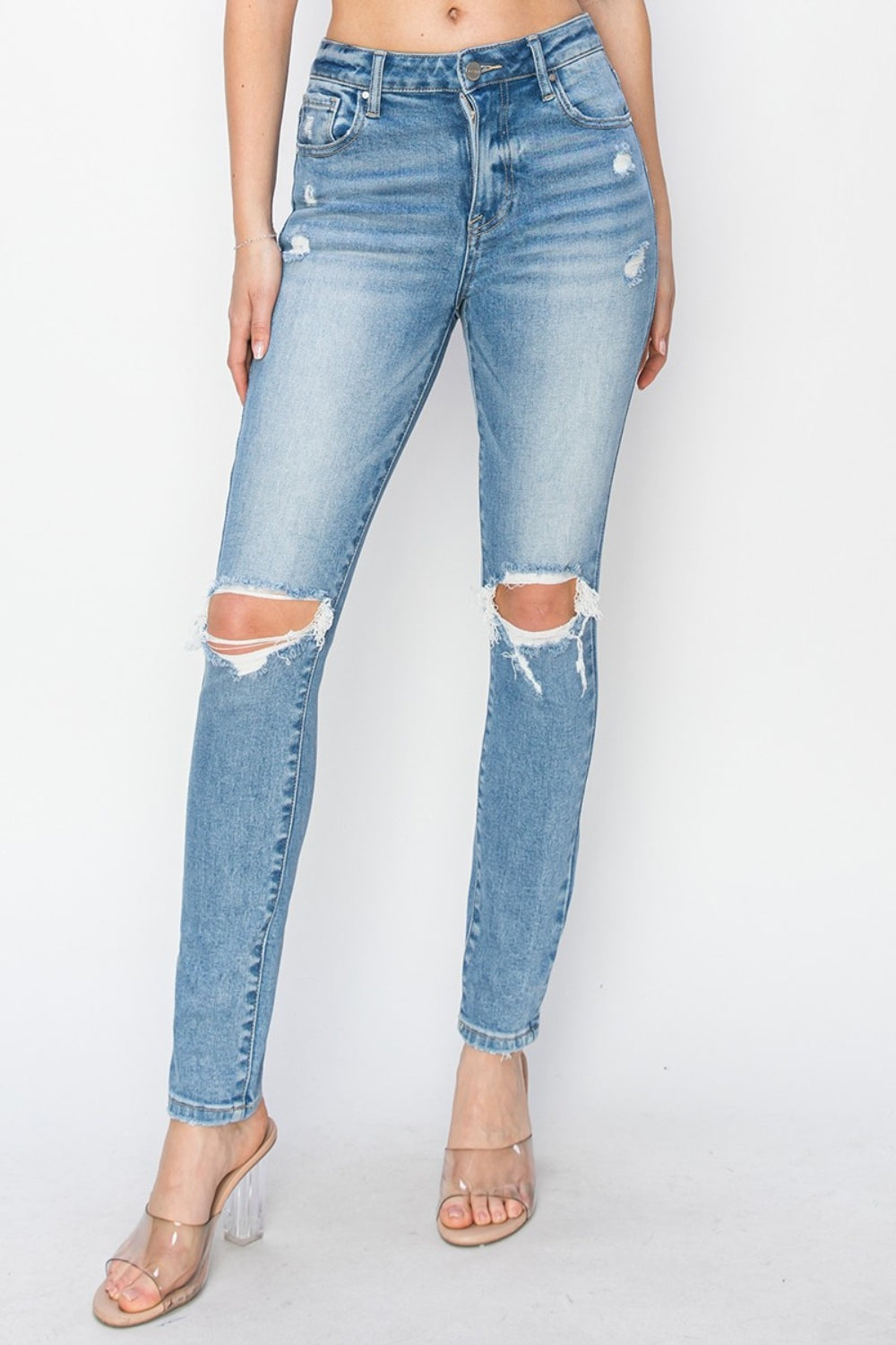 RISEN Full Size Distressed Skinny Jeans