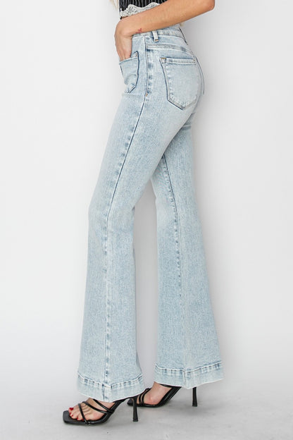 RISEN - Full Size Front Patch Pocket Flare Jeans