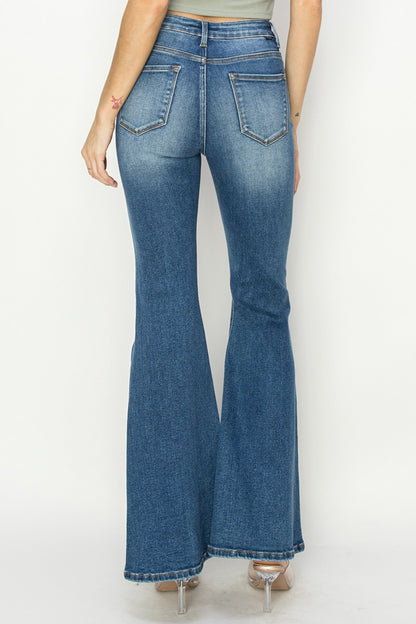 RISEN Full Size High-Rise Front Seam Detailed Flare Jeans