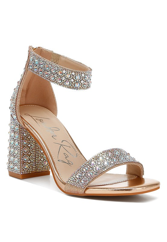 CADY Rhinestone Embellished Block Heel Sandals