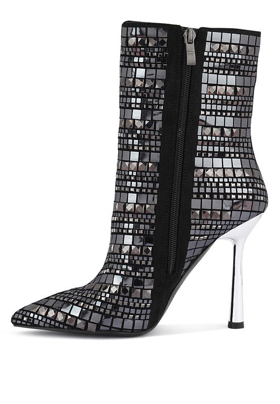 EXTRAVAGANCE Mirror Embellished Stiletto Boots