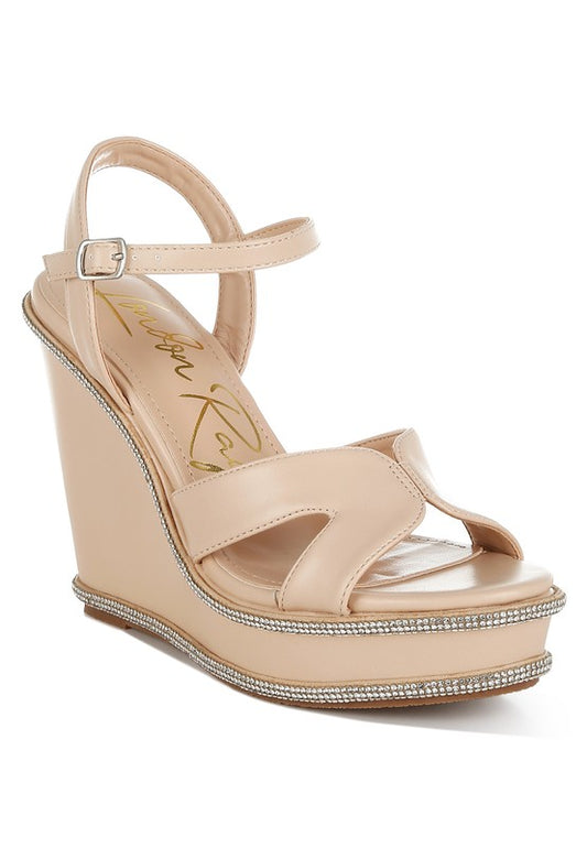 REGINA 5" Rhinestone Embellished Wedge Sandals