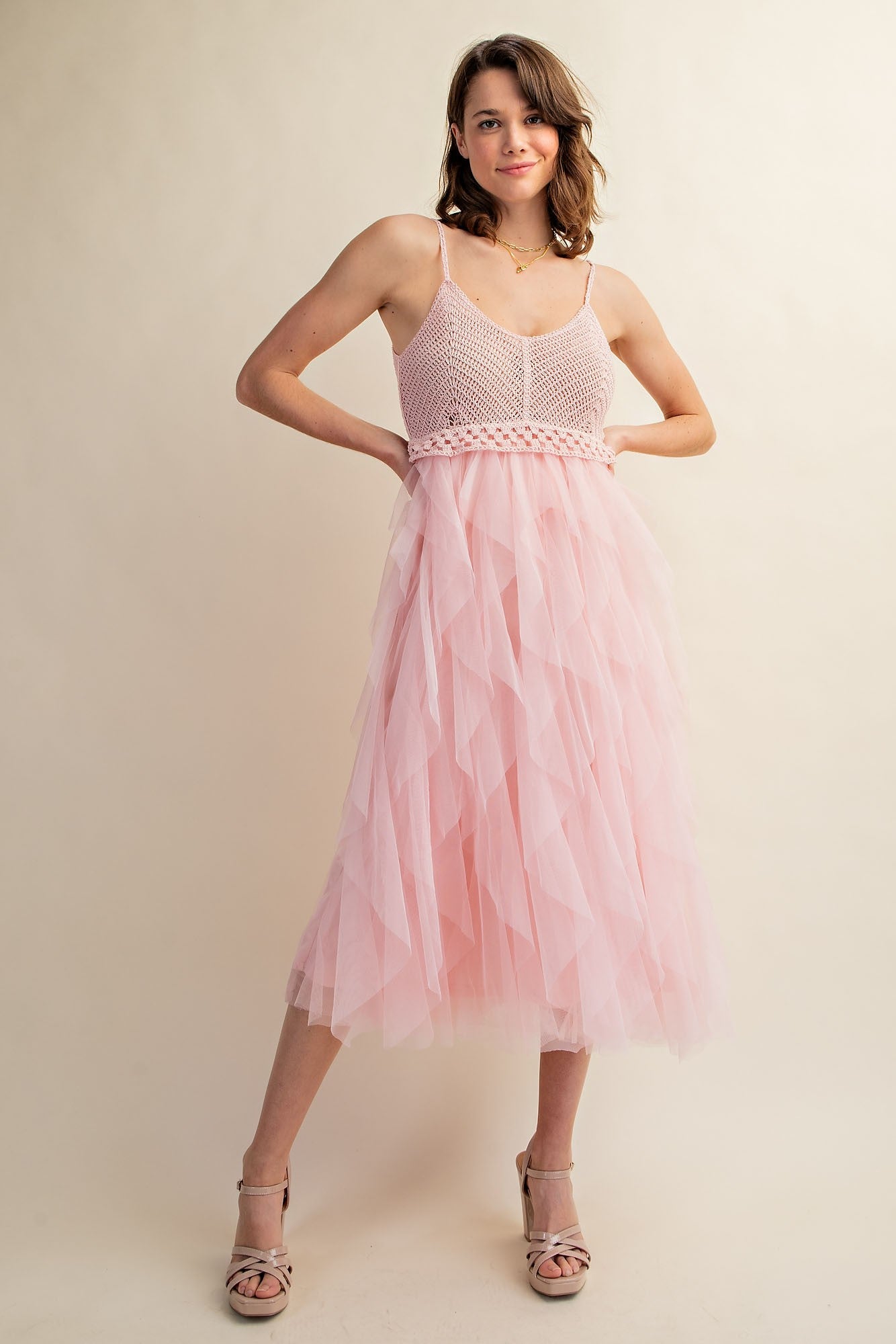 Sweet Generis - LOVELY Tulle Midi Crochet Dress