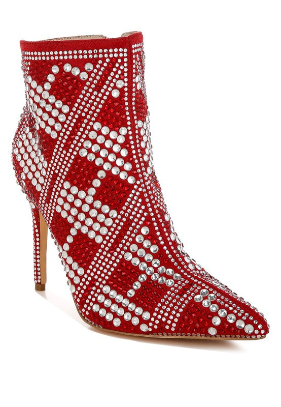 URBANITE Rhinestone Studded Stiletto Heel Boots