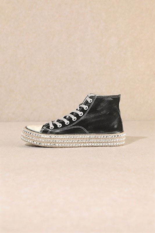 CHANTEL High Top Stud Sneakers