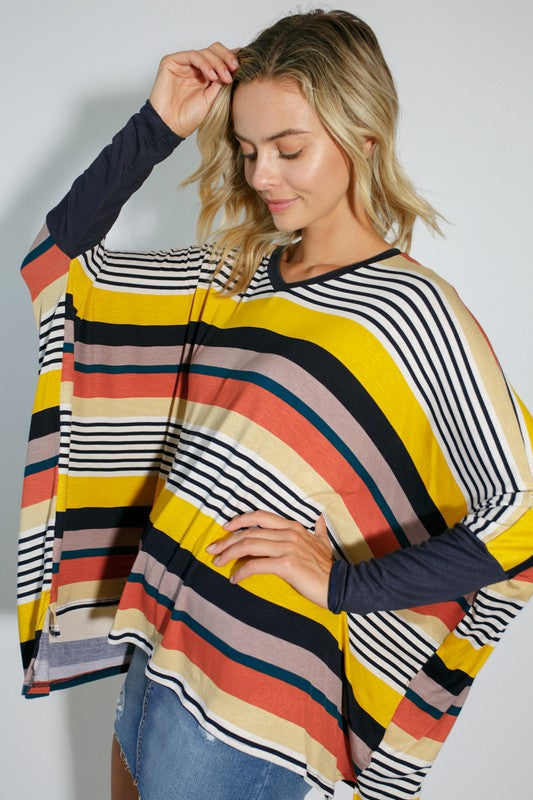 e Luna Multi Stripe Print Jersey Top