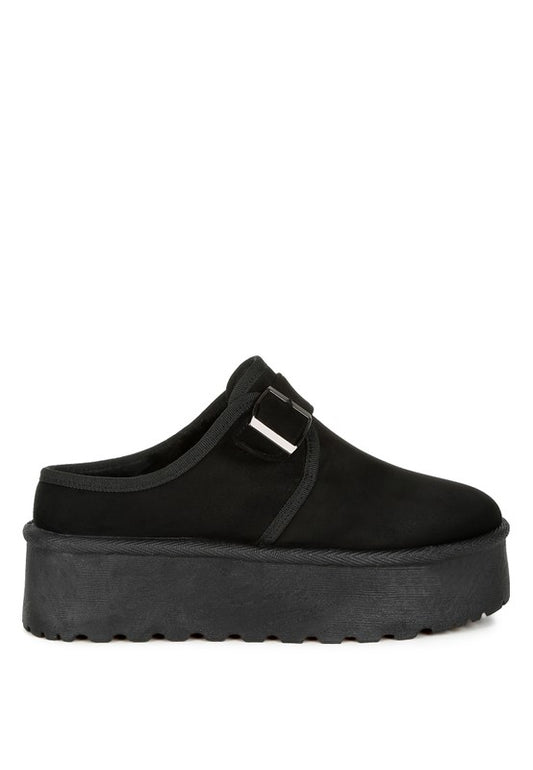 MAYFIELD Buckle Strap Fur Platform Classic Slip-On