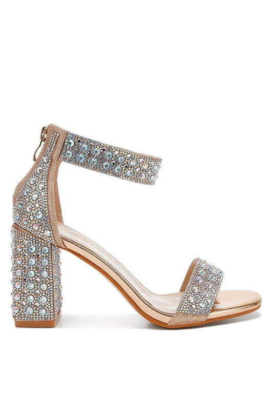 CADY Rhinestone Embellished Block Heel Sandals