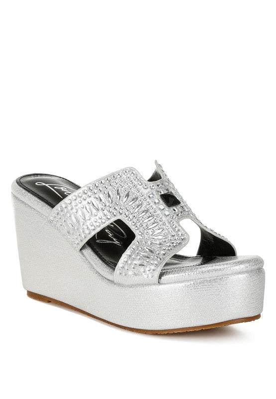 MARNIER Diamante & Rhinestone Detail Sandals