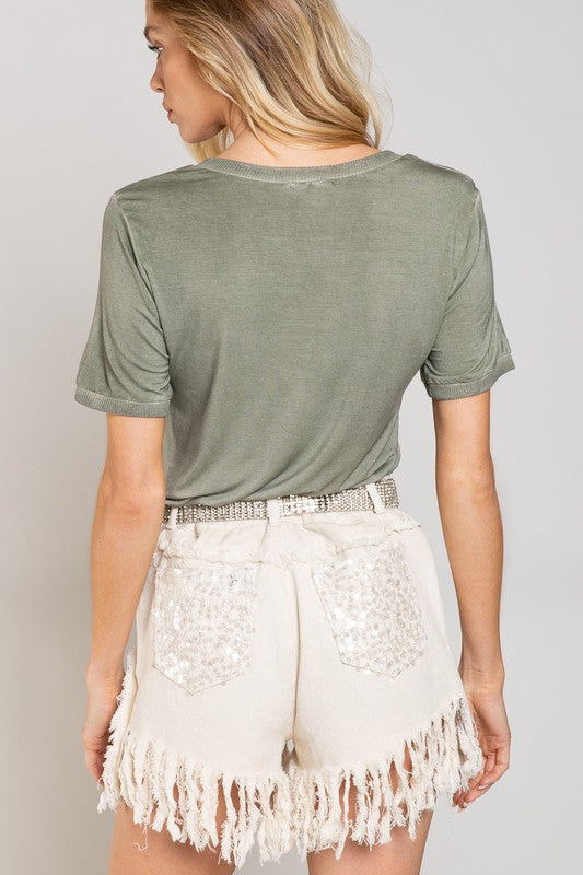 POL Girly Meets Basic Short Sleeve Top