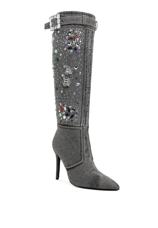 CORNIK Multicolor Stone Denim Boots