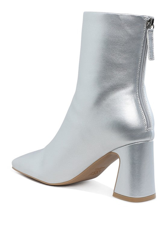 SIMBA Square Toe Metallic Ankle Boots