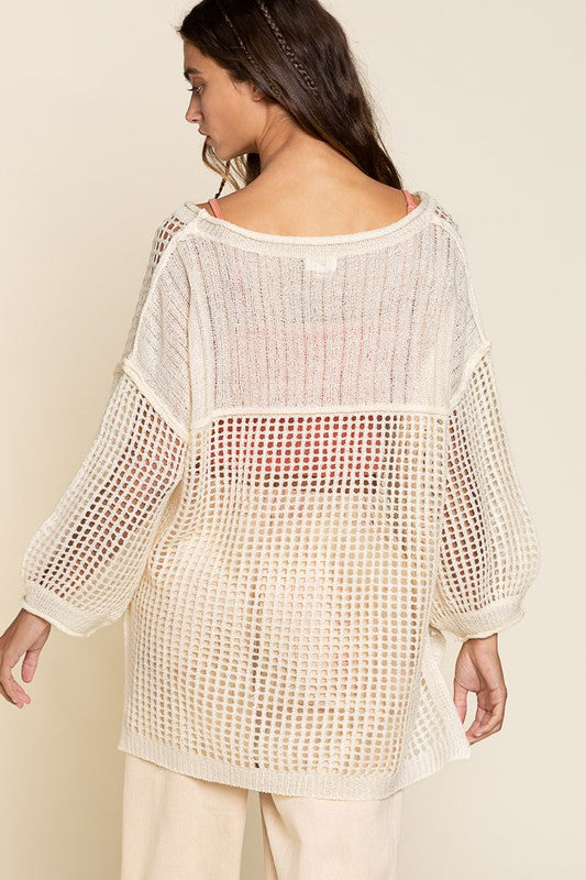 POL Oversized See-through Pullover Sweater