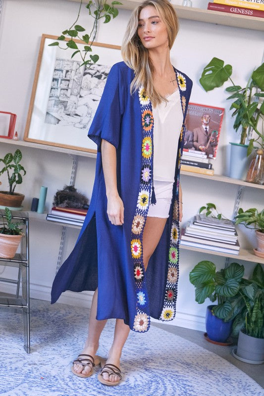 Davi & Dani Solid Long Cardigan