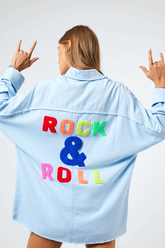 Davi & Dani Multi Color Rock & Roll Lettered Shirt