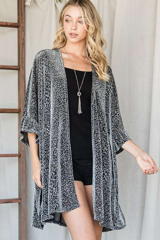 Jade By Jane Metallic Animal Print Kimono