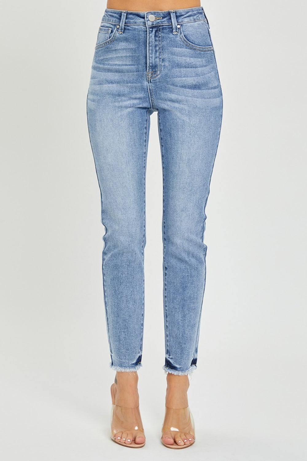 RISEN Full Size Frayed Hem Skinny Jeans