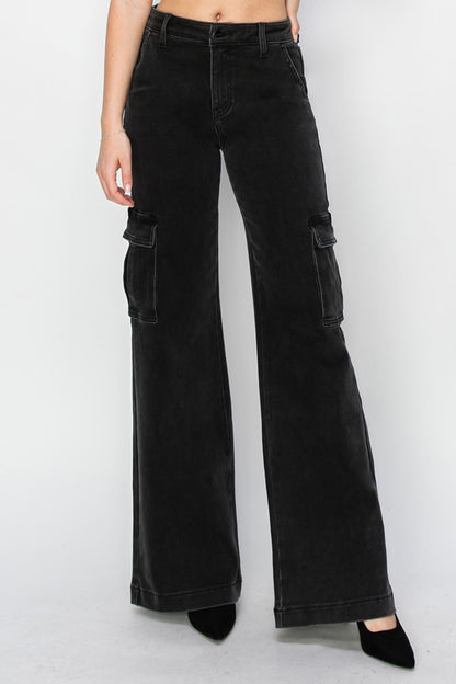 RISEN Full Size Wide Leg Cargo Jeans