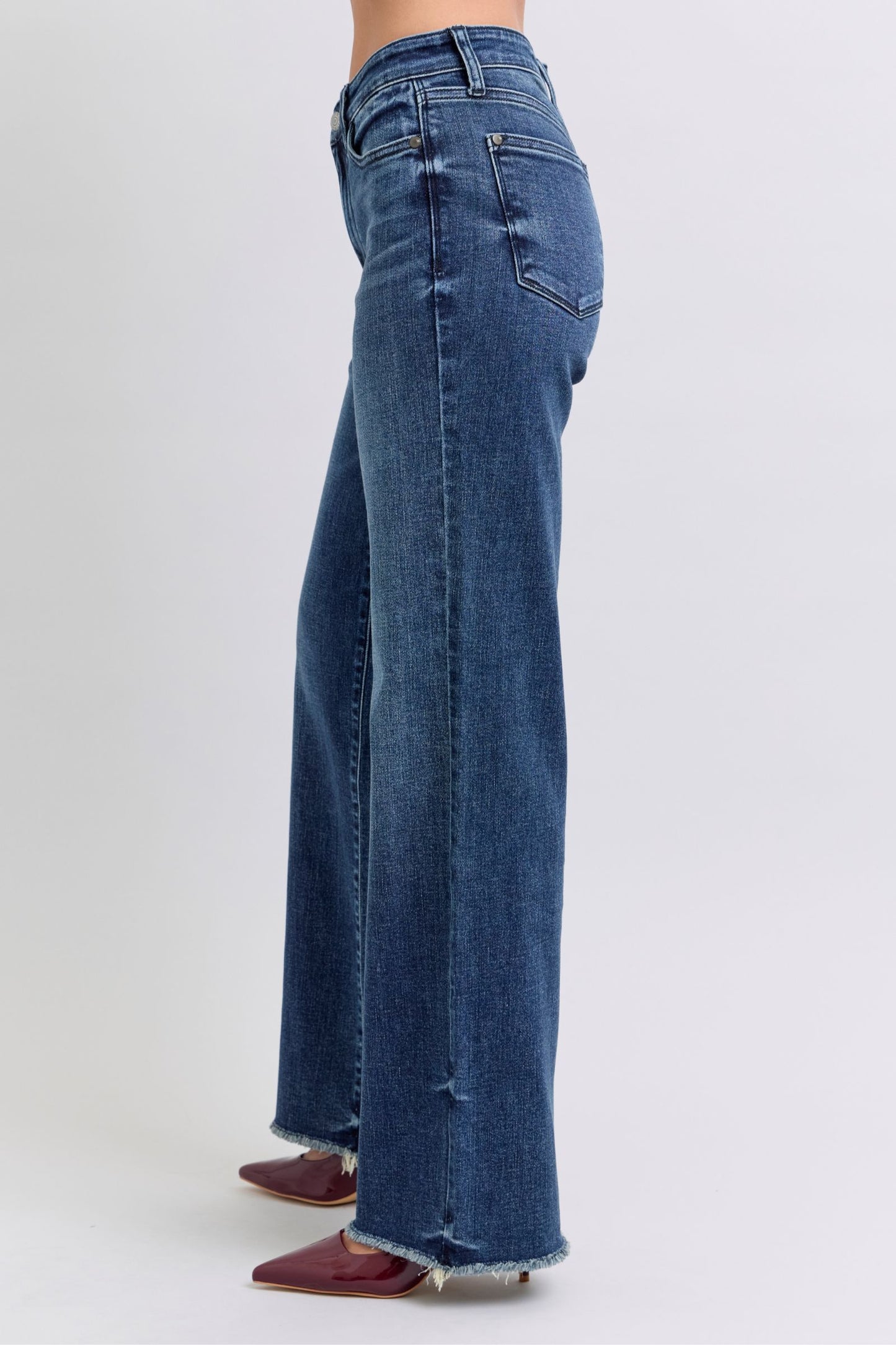 Judy Blue - Full Size Raw Hem Mid Rise Jeans