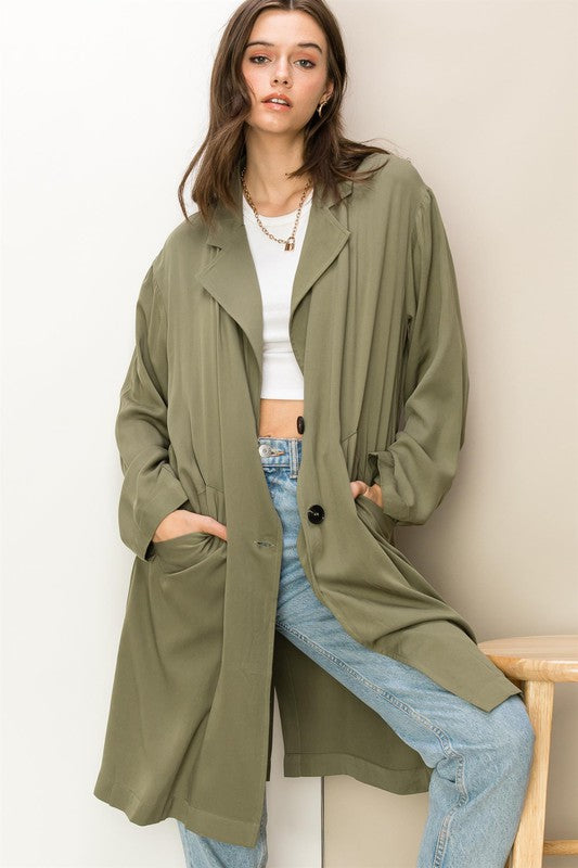 HYFVE Right Round Button Front Oversized Coat