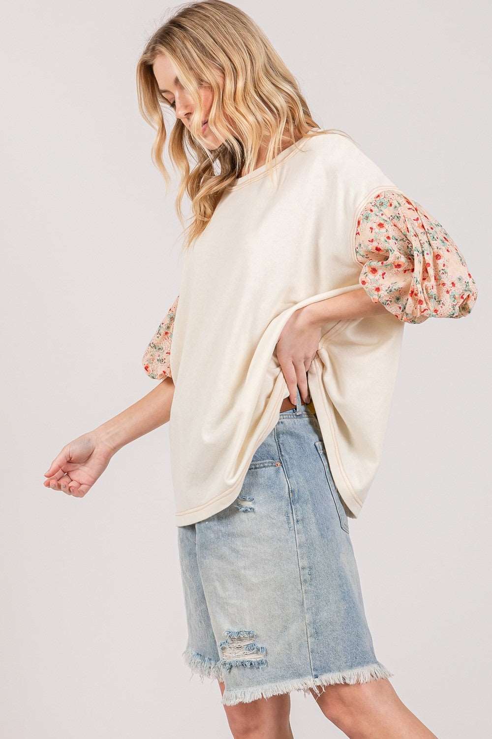 Bubble Sleeve Oversize Top