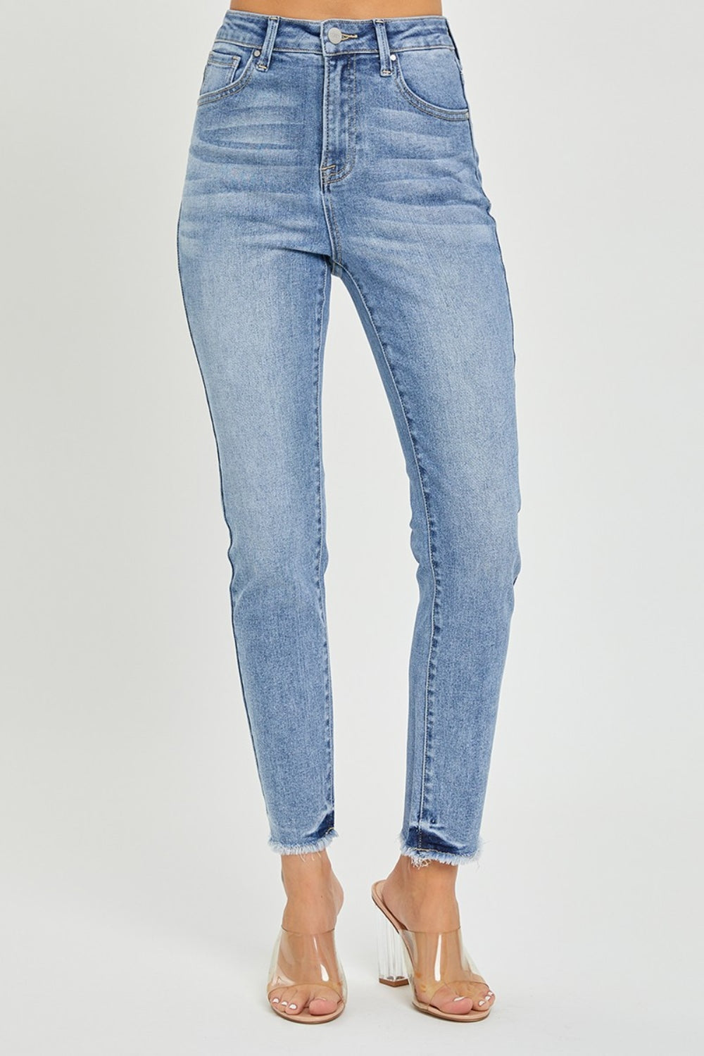 RISEN Full Size Frayed Hem Skinny Jeans