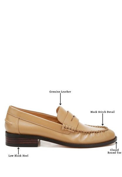 PLAVIA Genuine Leather Penny Loafers