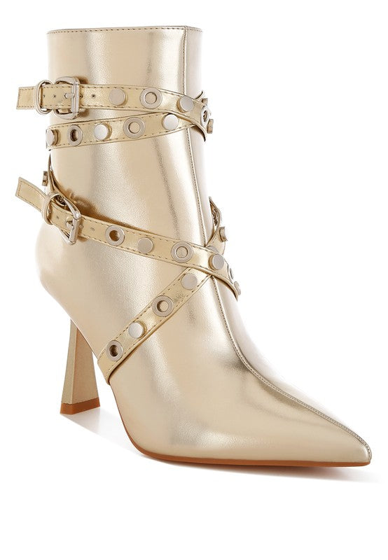 JAUNTS Eyelet & Stud Harness Ankle Boots