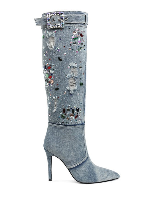 CORNIK Multicolor Stone Denim Boots