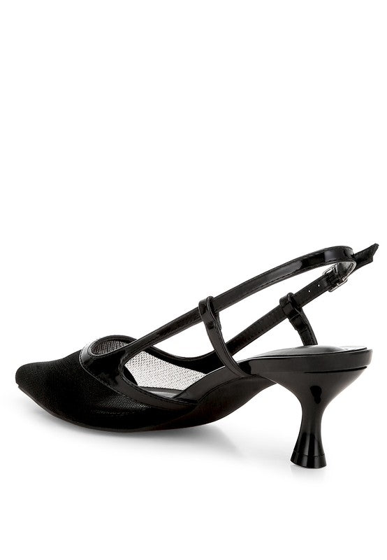 AXTON Mesh Kitten Heel Slingback Sandals