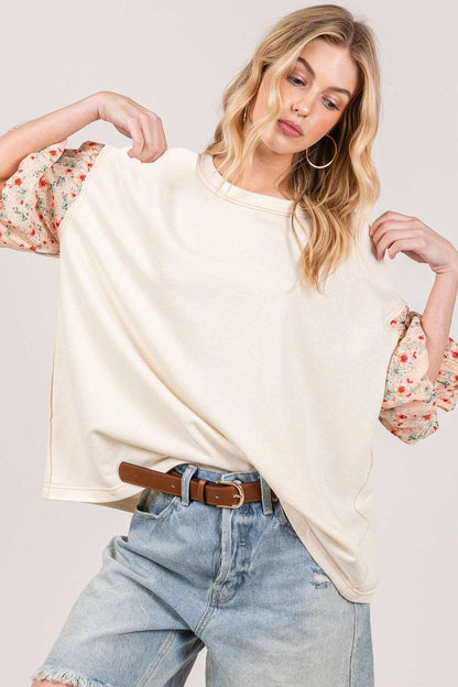 Bubble Sleeve Oversize Top