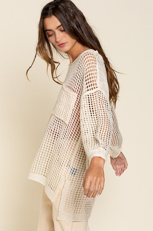 POL Oversized See-through Pullover Sweater