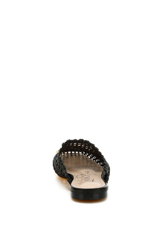 ROBOMA Metallic Woven Diamante Mules