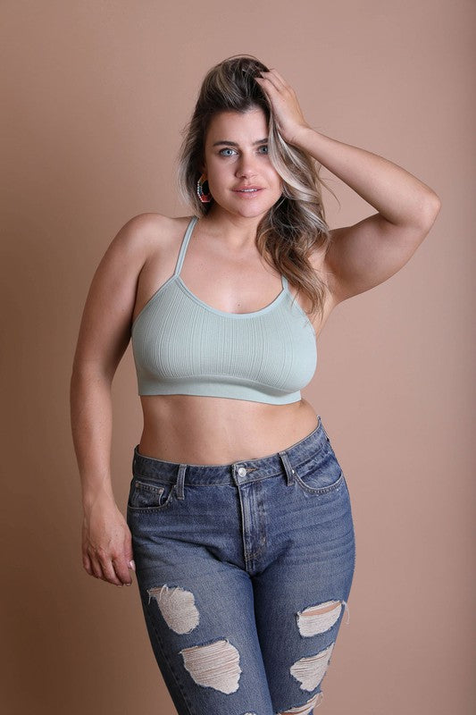 Plus Size - Tattoo Mesh Racerback Bralette