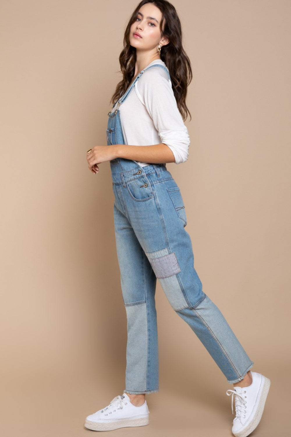 POL Slim Leg Denim Overalls