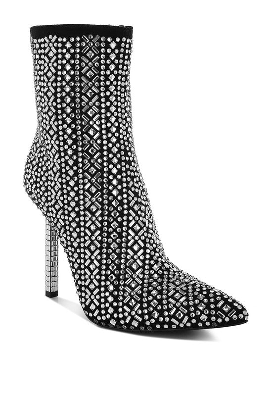 GEM BLAZE Rhinestone Embellished Stiletto Boots