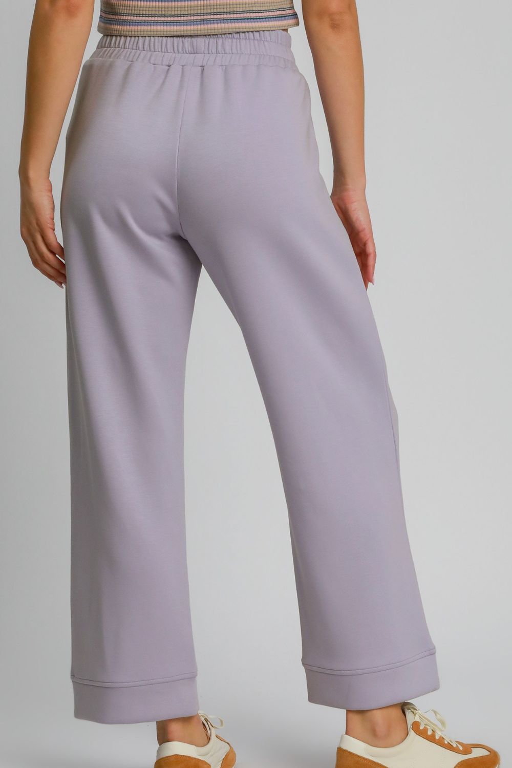 Umgee - Drawstring Elastic Waist Wide Leg Pants