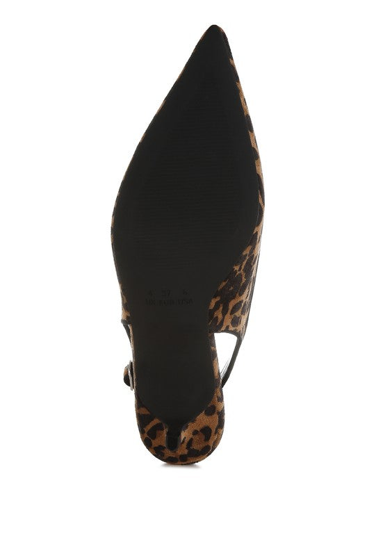 JAHZARA Animal Print Slingback Kitten Heel Sandals