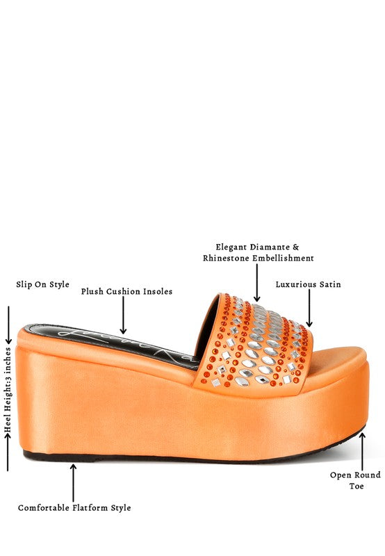 BATANGA Diamante & Rhinestone Detail Flatforms