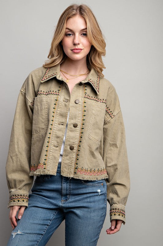 Sweet Generis Embroidered Wash Cotton Jacket