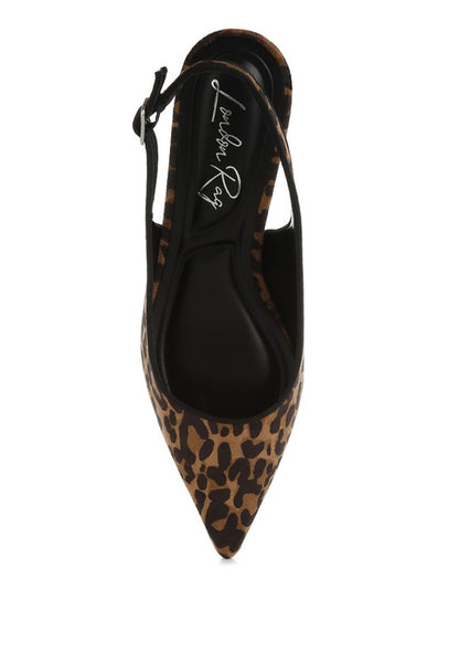 JAHZARA Animal Print Slingback Kitten Heel Sandals