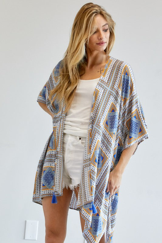 Davi & Dani Boho Print Kimono