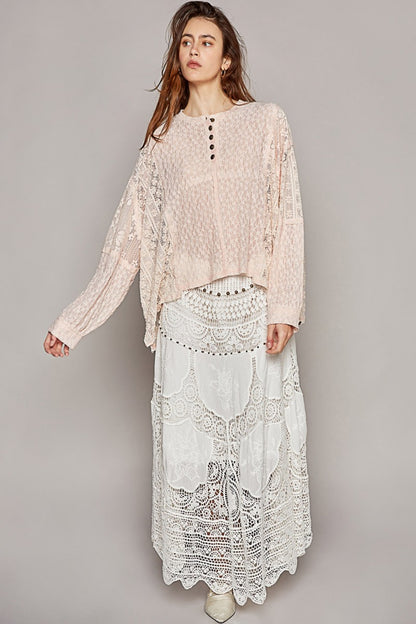 POL Raw Edge Lace Top