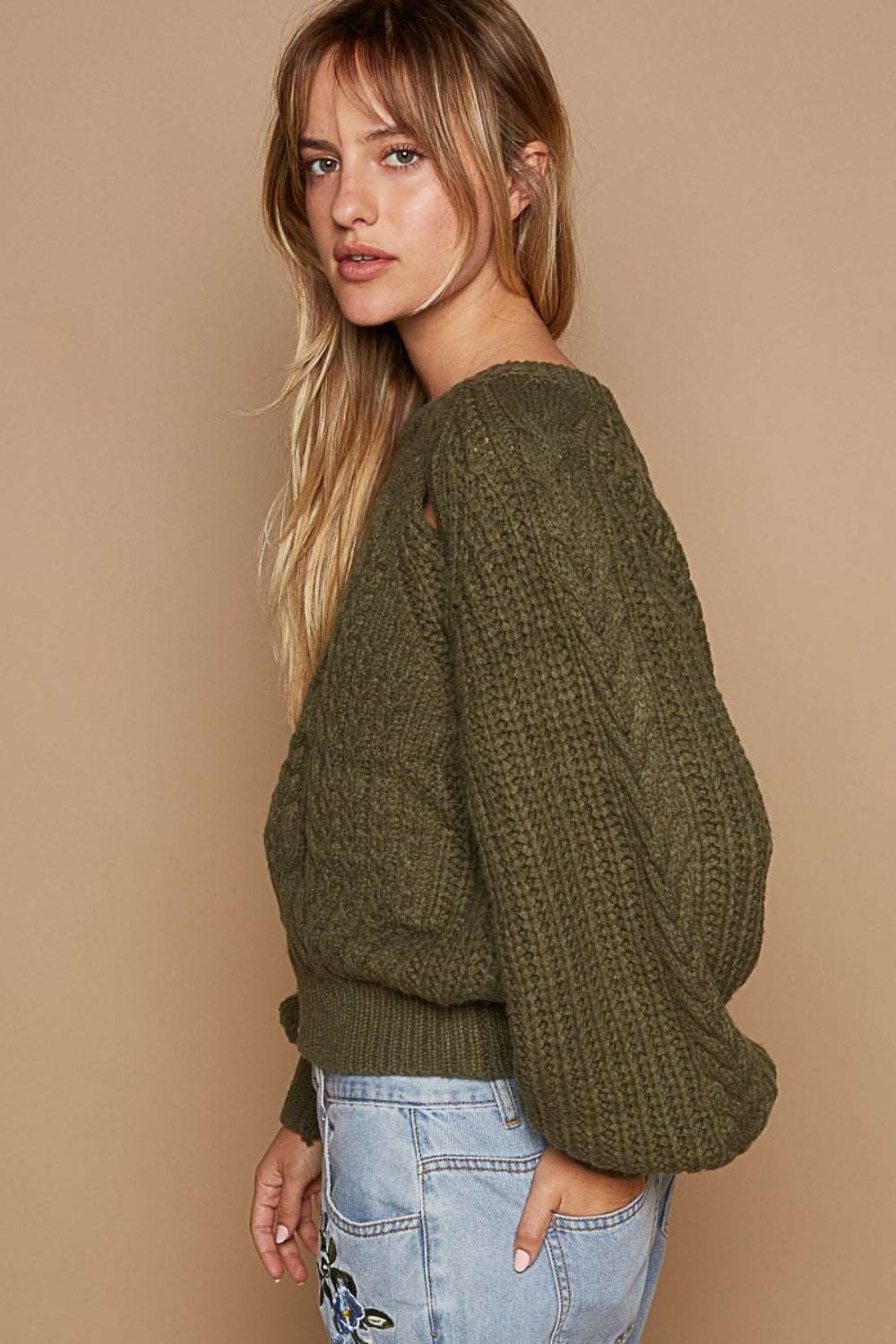 Cable Knit Cutout Sweater