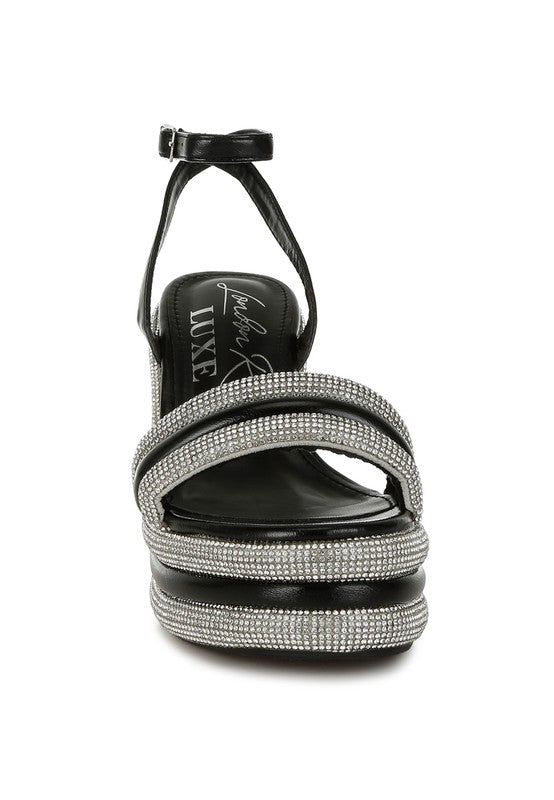 MY BLISS Rhinestone Studded Wedge Sandals