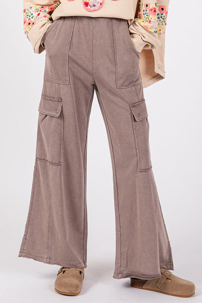 SAGE + FIG Knit Terry Wide Leg Utility Pants